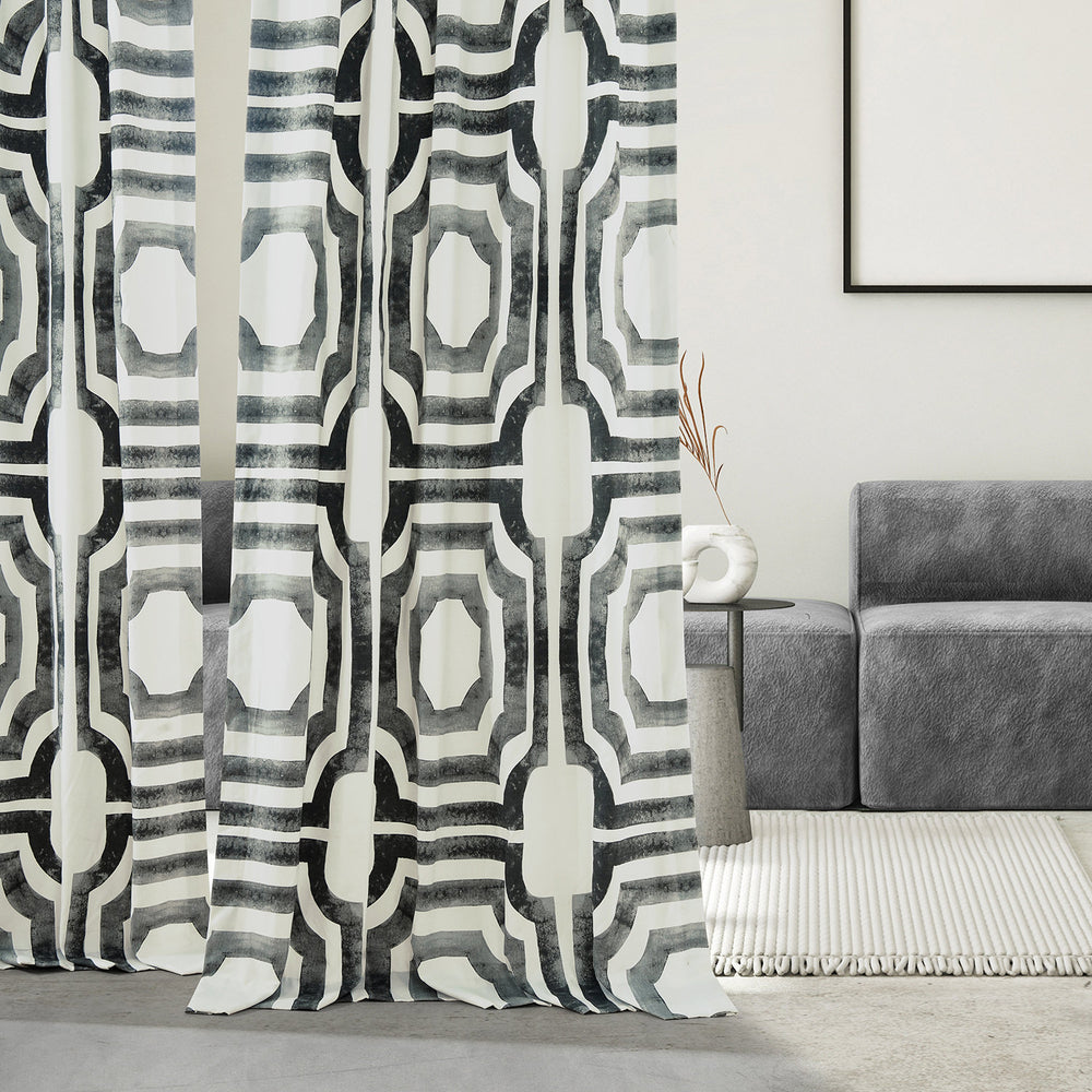 Mecca Steel Emblem Printed Cotton Custom Curtain