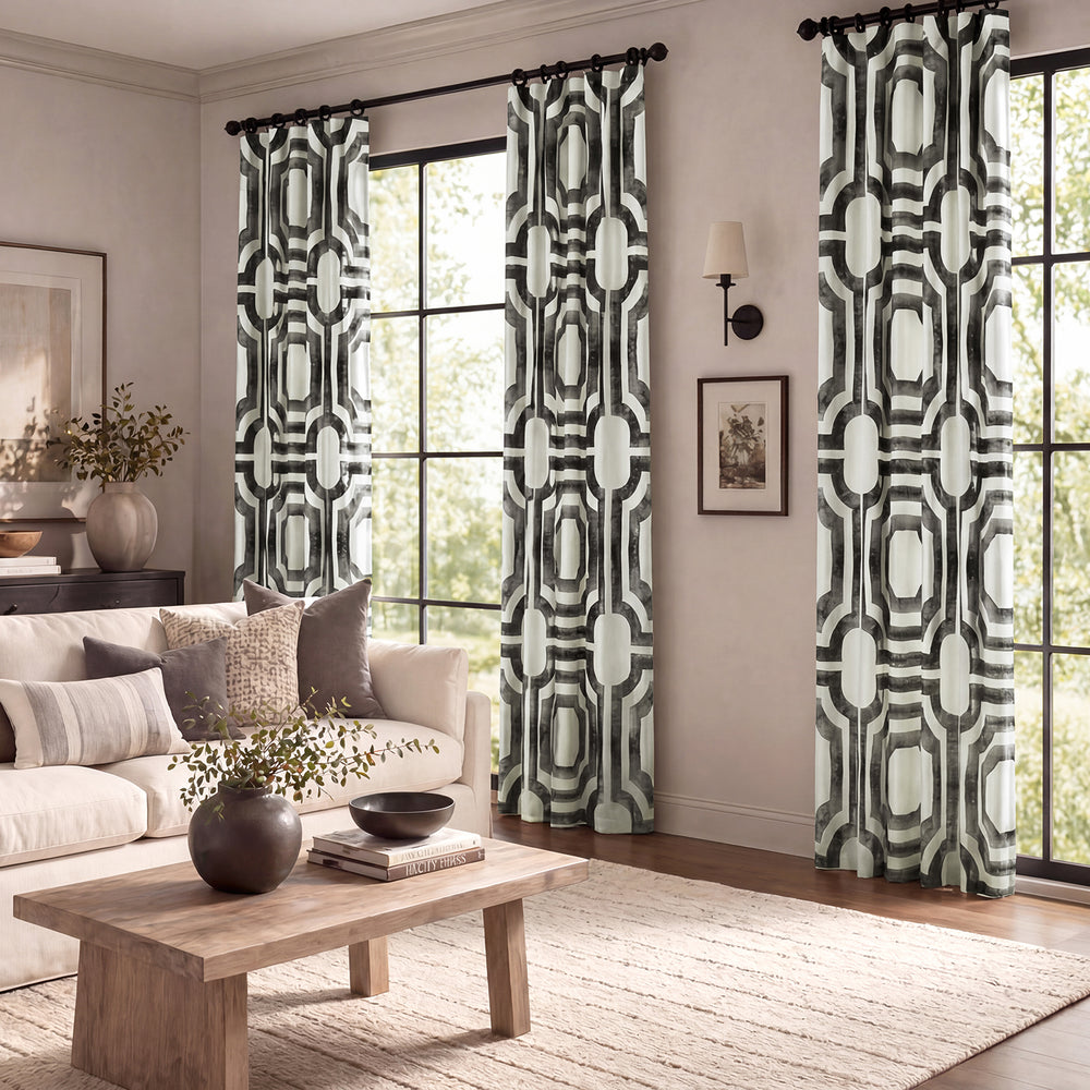 Mecca Steel Emblem Printed Cotton Custom Curtain