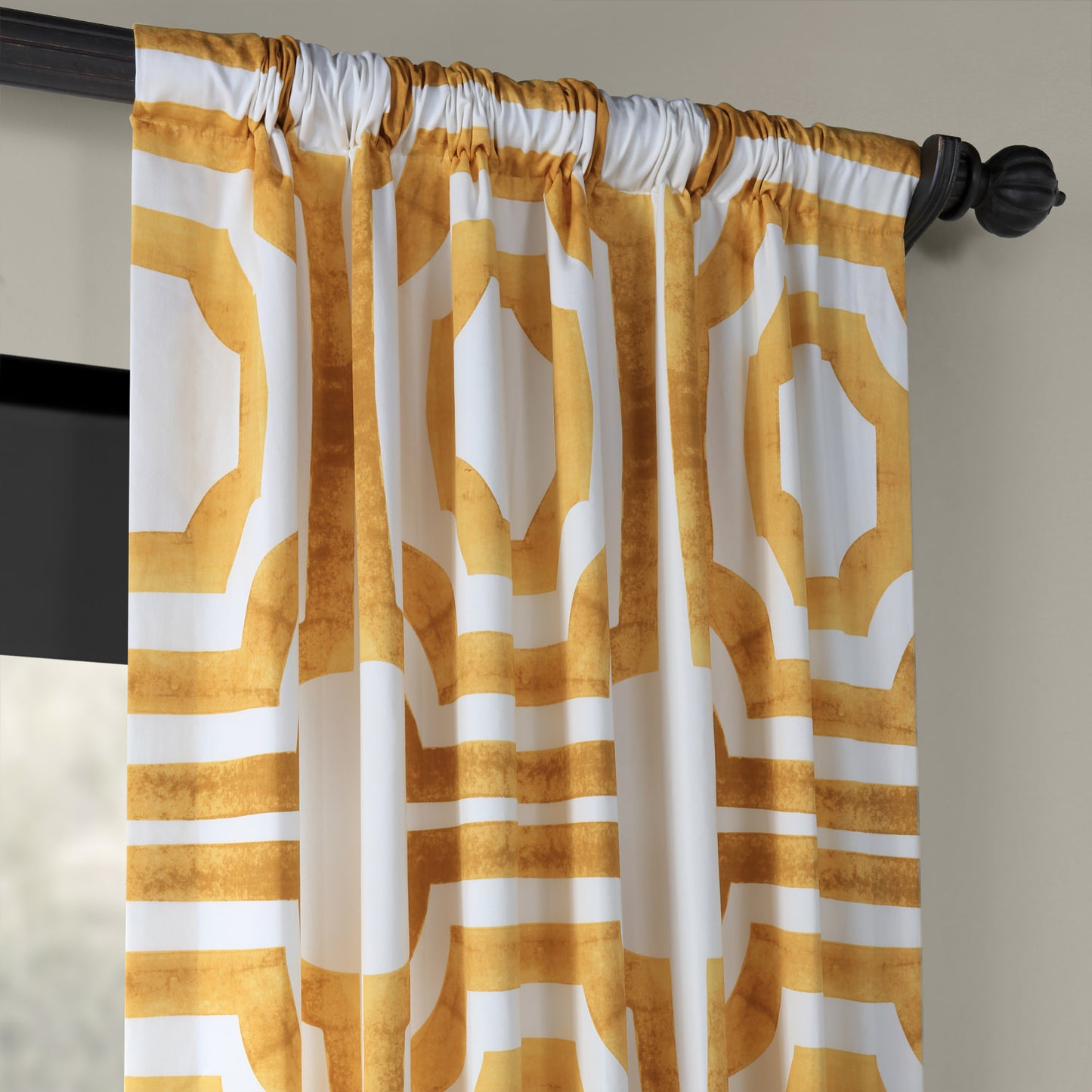 Mecca Gold Geometric Printed Cotton Custom Curtain