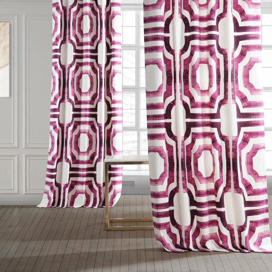 Mecca Pink Printed Cotton Custom Curtain - HalfPriceDrapes.com