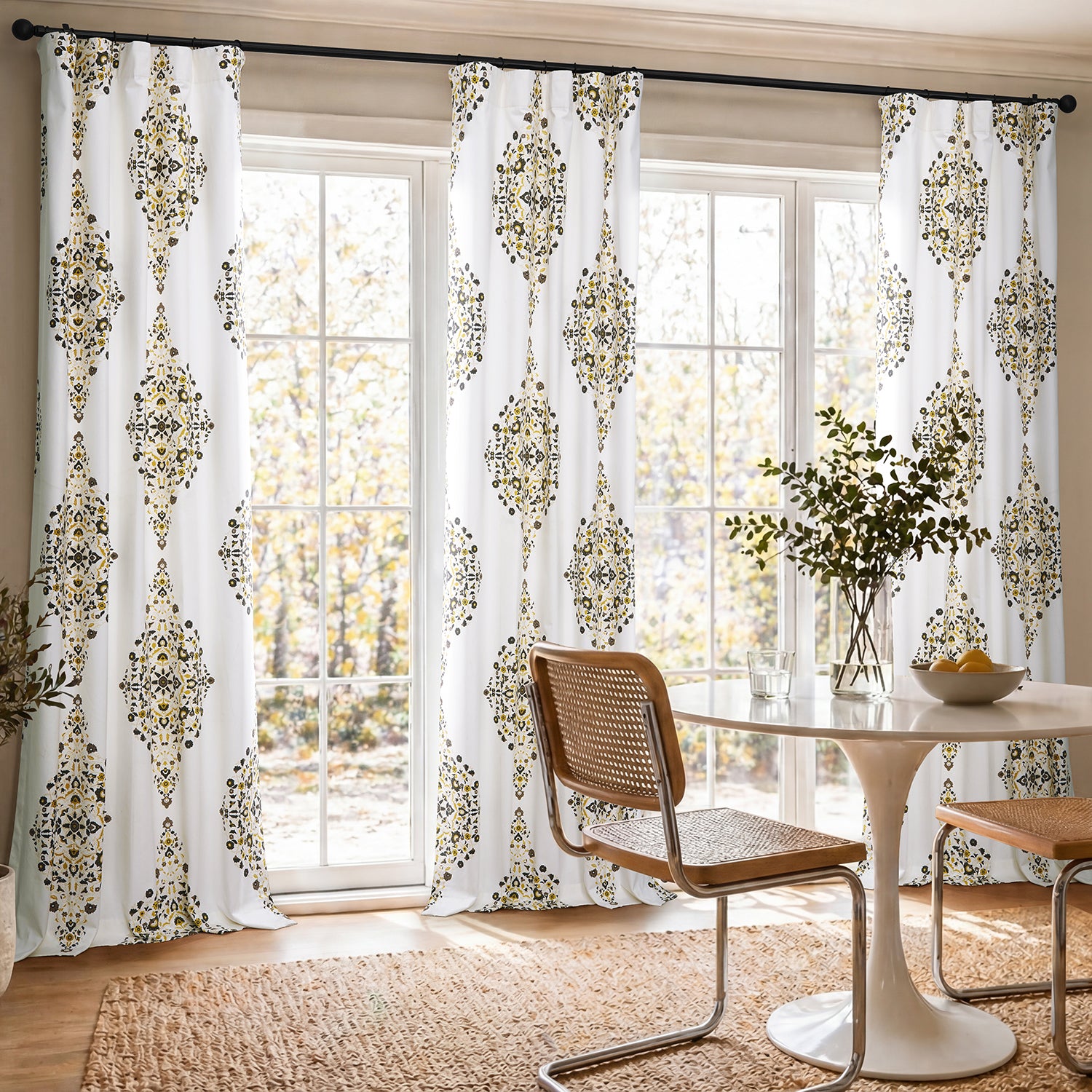 Kerala Gold Emblem Printed Cotton Custom Curtain