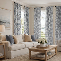 Lacuna Grey Floral Printed Cotton Custom Curtain