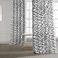 Ellis Black Printed Cotton Custom Curtain - HalfPriceDrapes.com