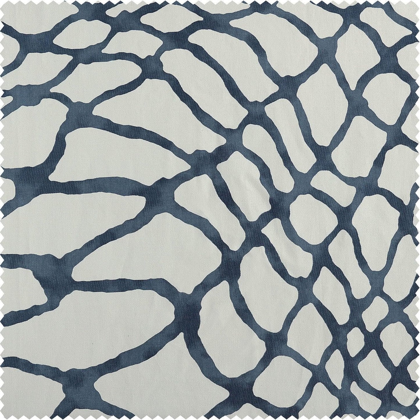 Ellis Blue Printed Cotton Custom Curtain - HalfPriceDrapes.com