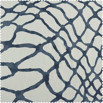 Ellis Blue Printed Cotton Custom Curtain - HalfPriceDrapes.com