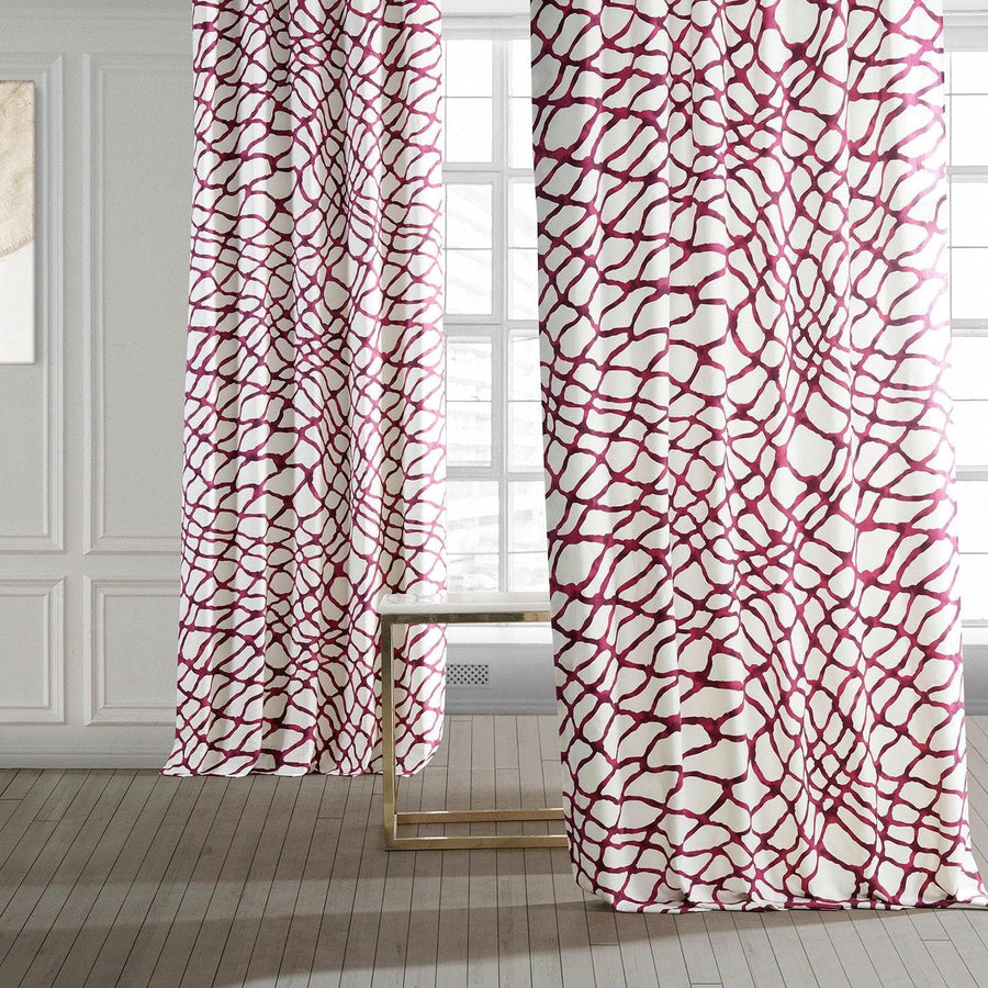 Ellis Pink Printed Cotton Custom Curtain - HalfPriceDrapes.com