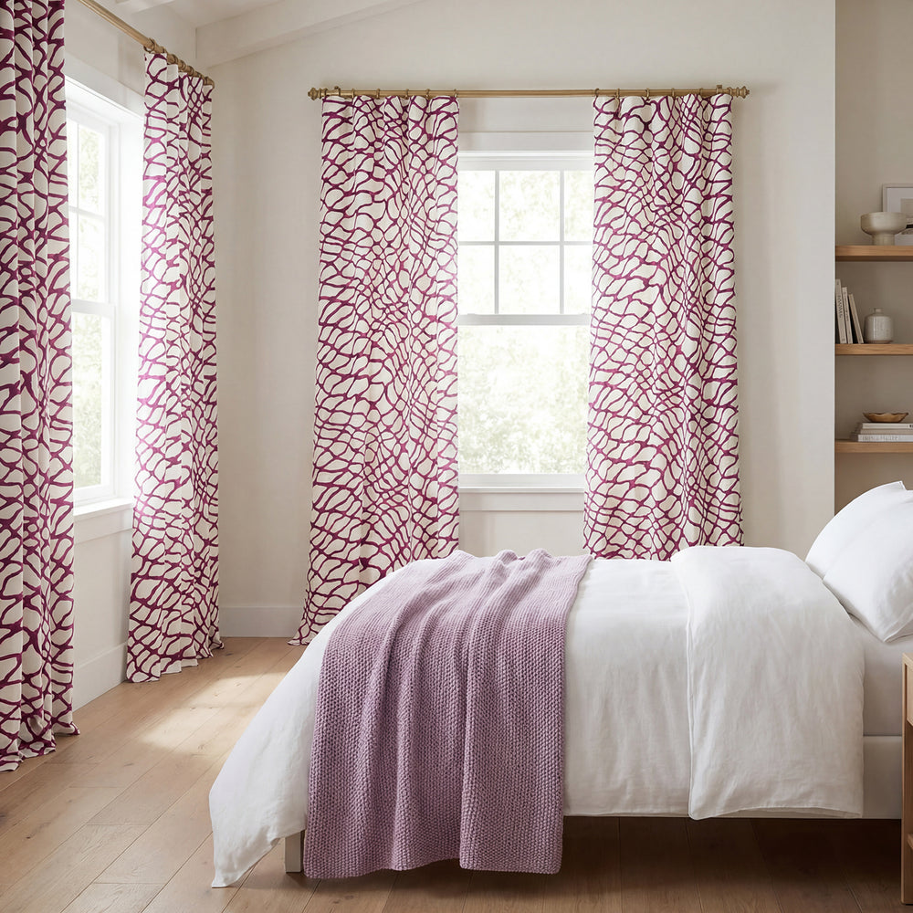 Ellis Pink Abstract Printed Cotton Custom Curtain
