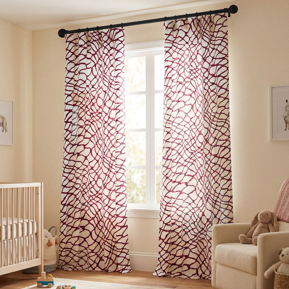 Ellis Pink Abstract Printed Cotton Custom Curtain