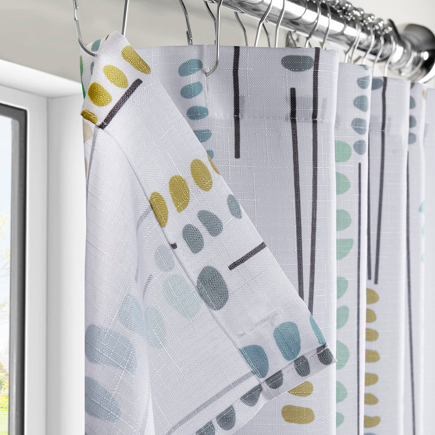 Melody Strands Multi Abstract Blossom Printed Shower Curtain