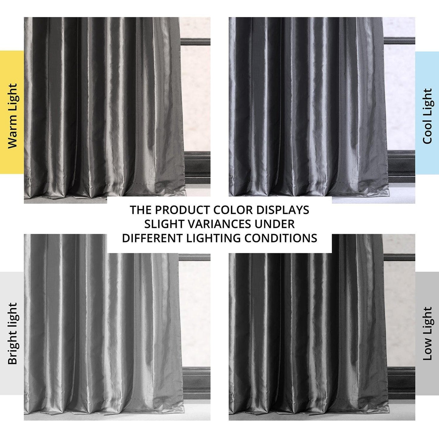 Graphite Faux Silk Taffeta Blackout Curtain - HalfPriceDrapes.com