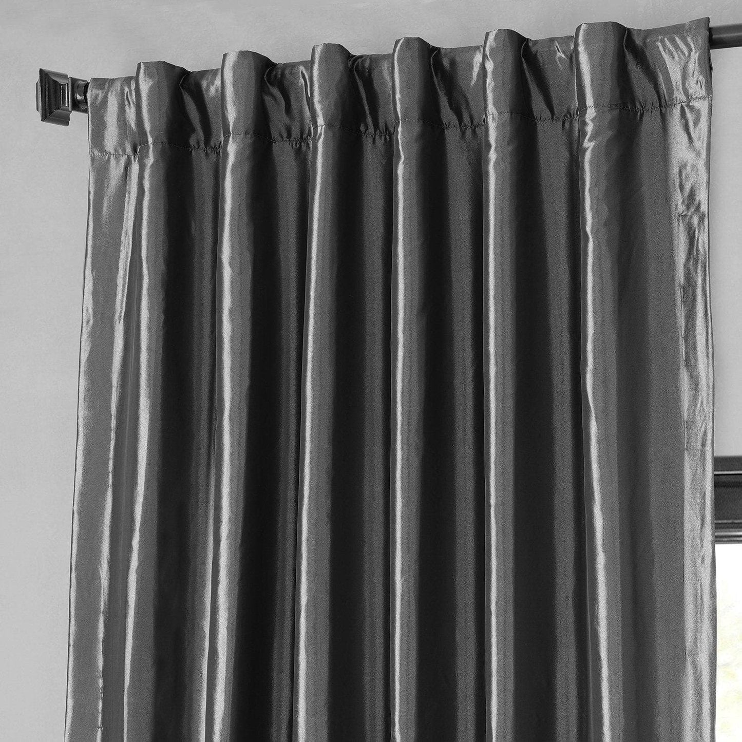 Graphite Faux Silk Taffeta Blackout Curtain - HalfPriceDrapes.com