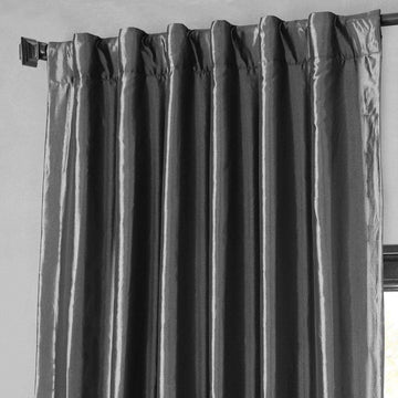 Graphite Faux Silk Taffeta Blackout Curtain - HalfPriceDrapes.com