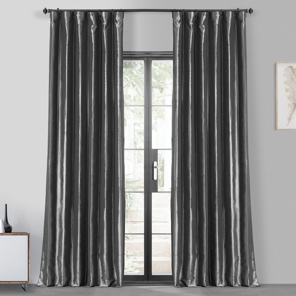 Graphite Faux Silk Taffeta Blackout Curtain - HalfPriceDrapes.com