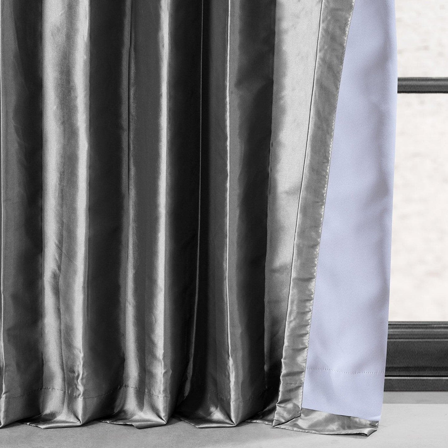 Graphite Faux Silk Taffeta Blackout Curtain - HalfPriceDrapes.com