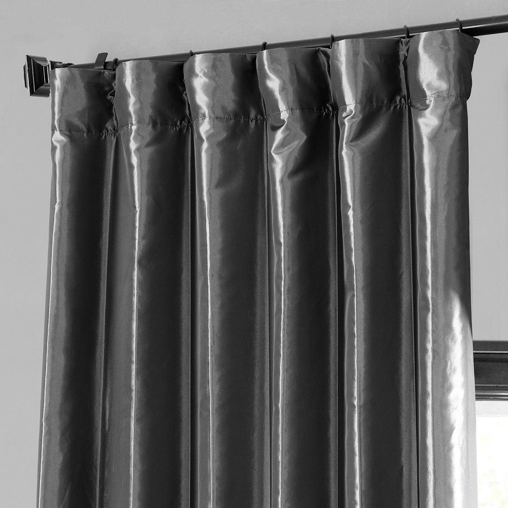 Graphite Faux Silk Taffeta Blackout Curtain - HalfPriceDrapes.com