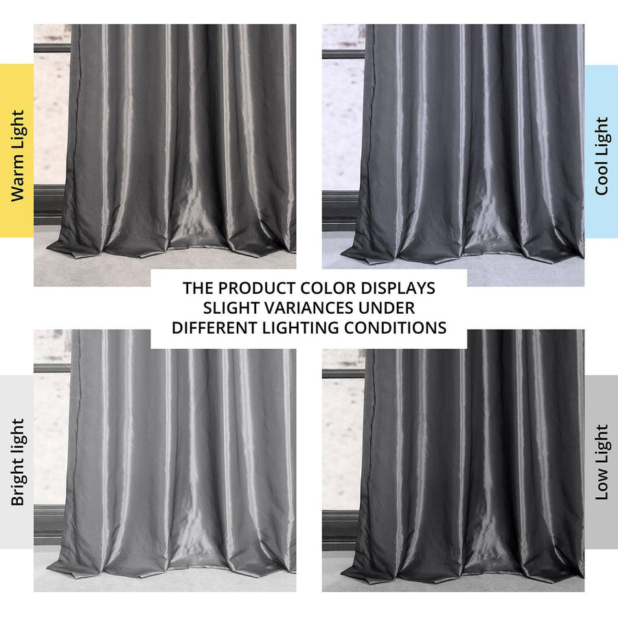 Platinum Grommet Faux Silk Taffeta Blackout Curtain - HalfPriceDrapes.com
