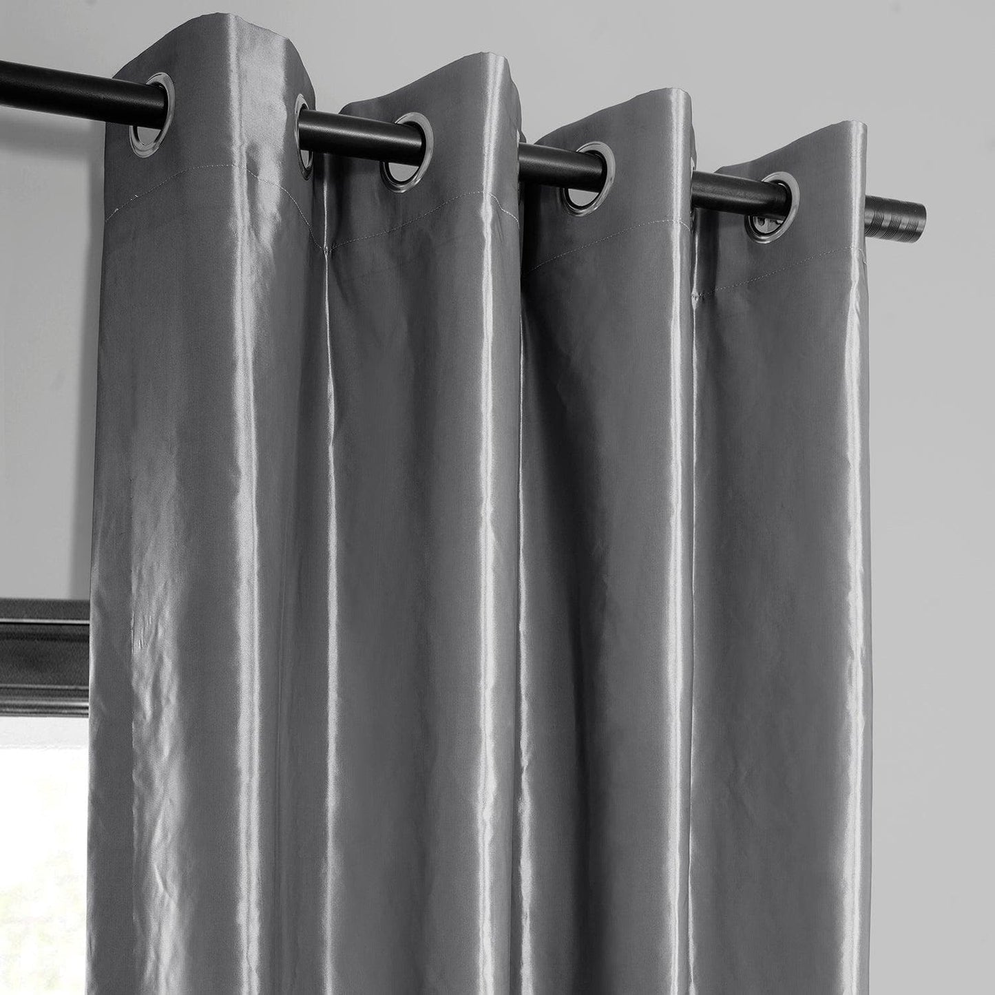 Platinum Grommet Faux Silk Taffeta Blackout Curtain - HalfPriceDrapes.com