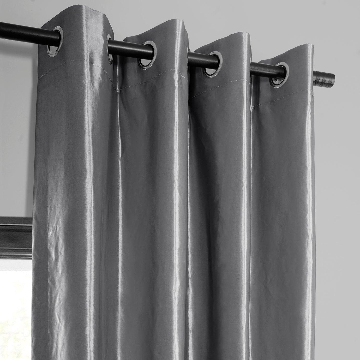 Platinum Grommet Faux Silk Taffeta Blackout Curtain - HalfPriceDrapes.com