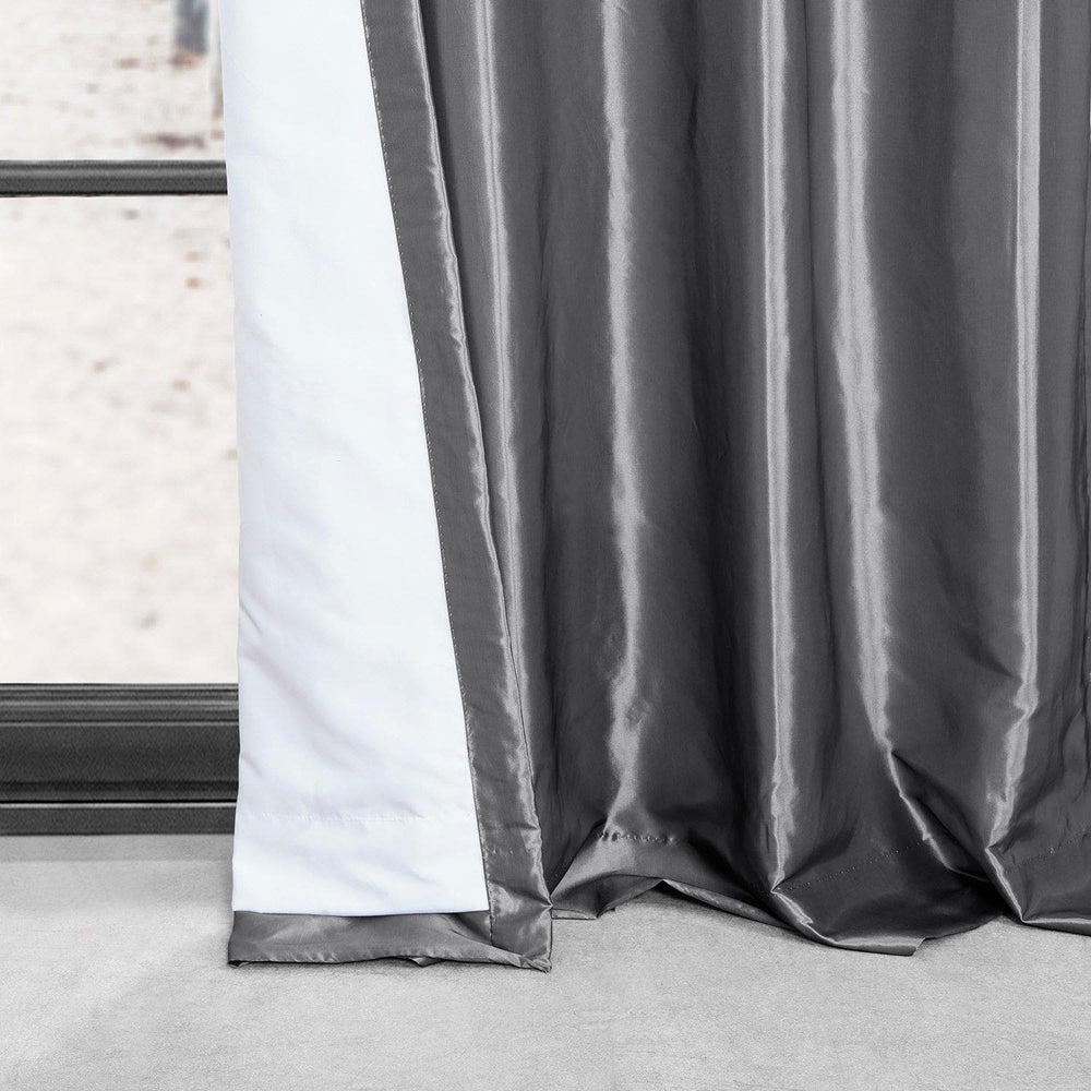 Platinum Grommet Faux Silk Taffeta Blackout Curtain - HalfPriceDrapes.com
