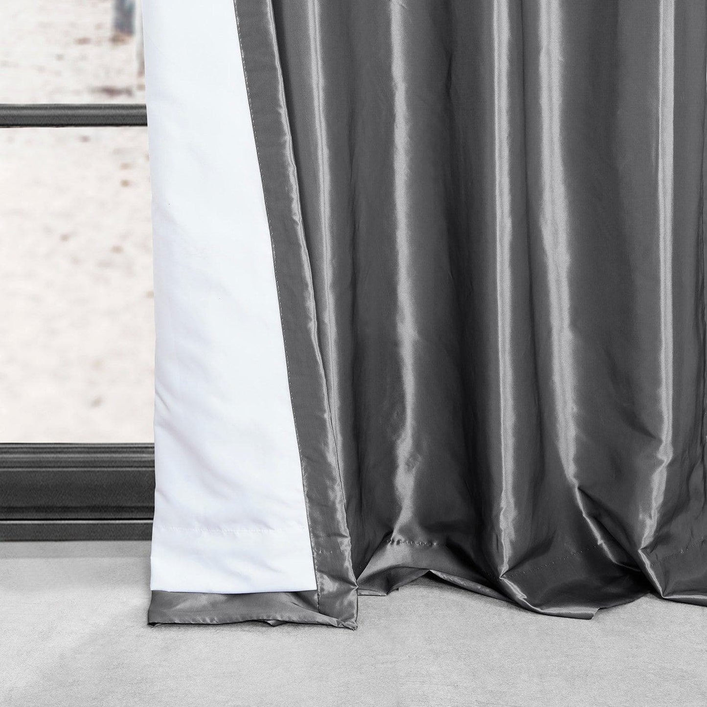 Platinum Grommet Faux Silk Taffeta Blackout Curtain - HalfPriceDrapes.com