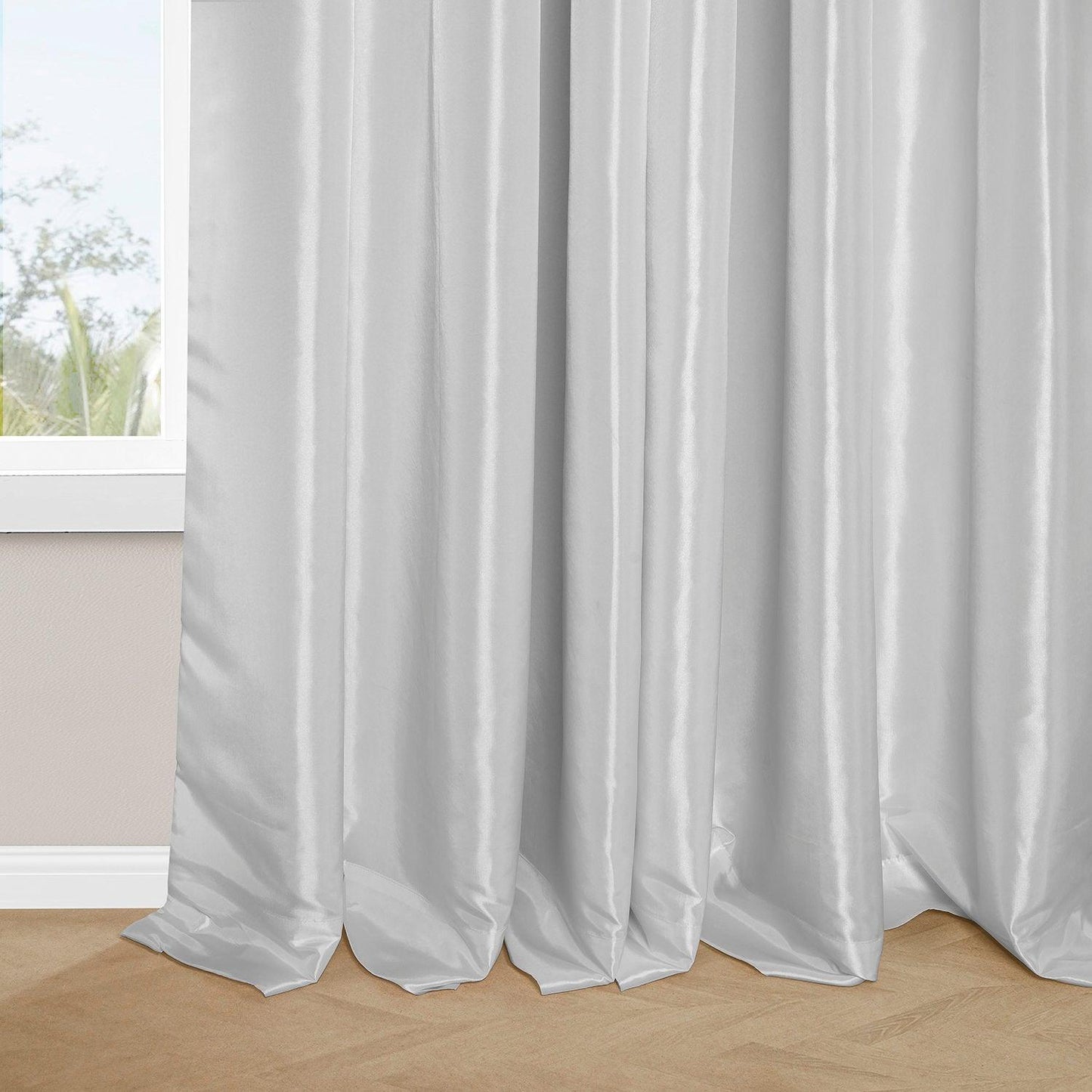 Eggshell French Pleat Faux Silk Taffeta Blackout Curtain - HalfPriceDrapes.com