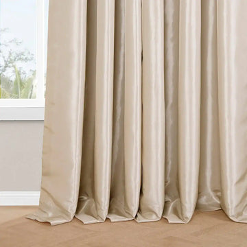 Antique Beige French Pleat Faux Silk Taffeta Blackout Curtain - HalfPriceDrapes.com