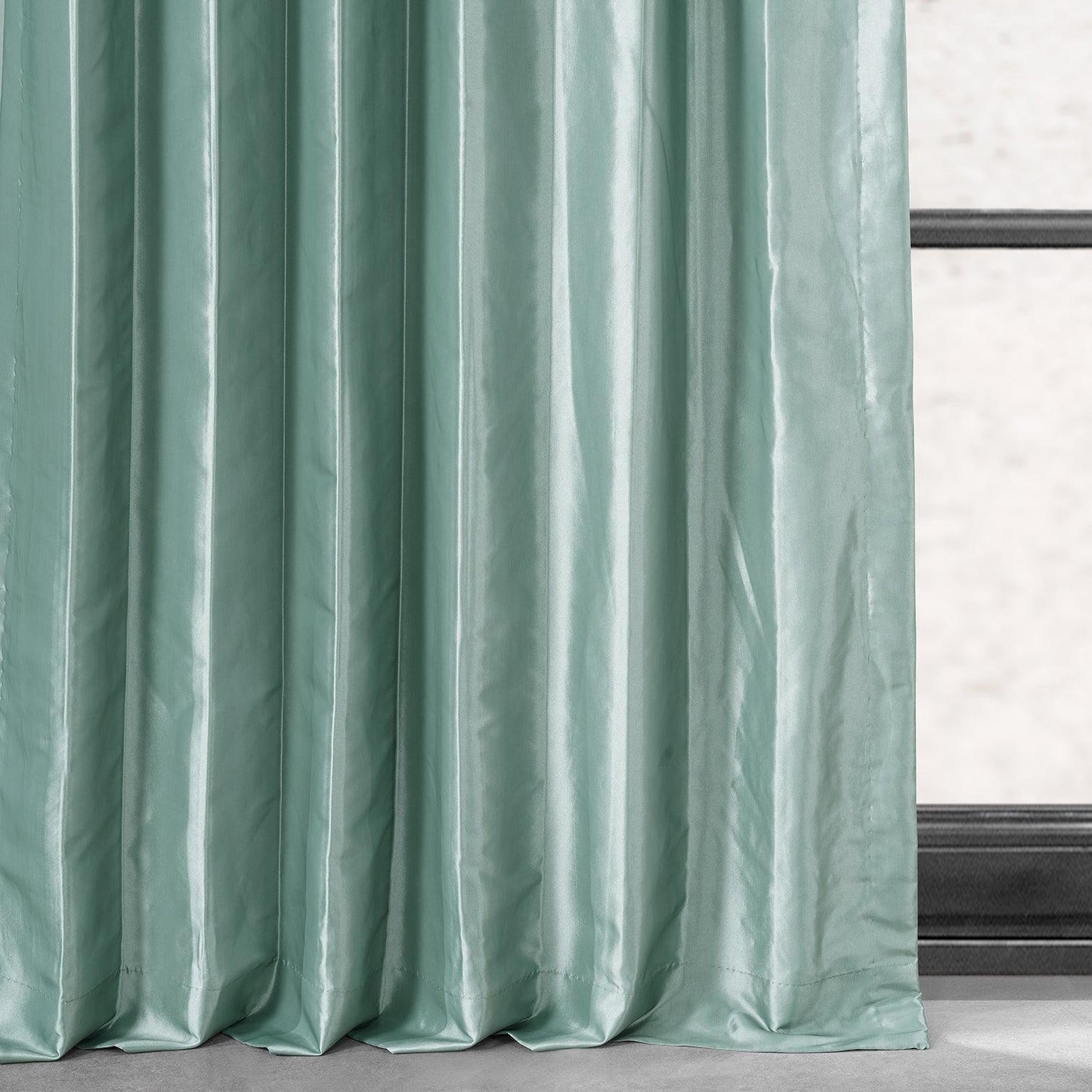 Robin's Egg Faux Silk Taffeta Blackout Curtain - HalfPriceDrapes.com