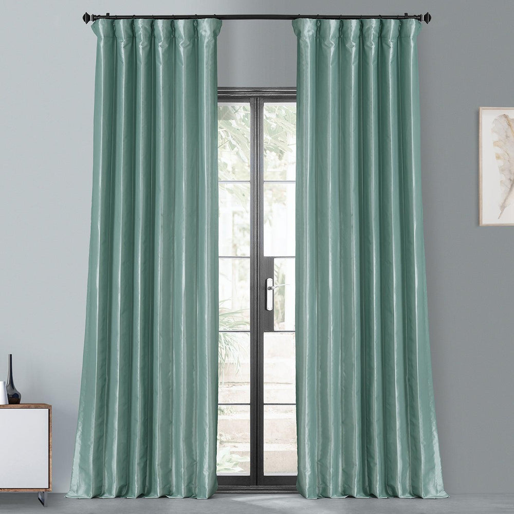 Robin's Egg Faux Silk Taffeta Blackout Curtain - HalfPriceDrapes.com
