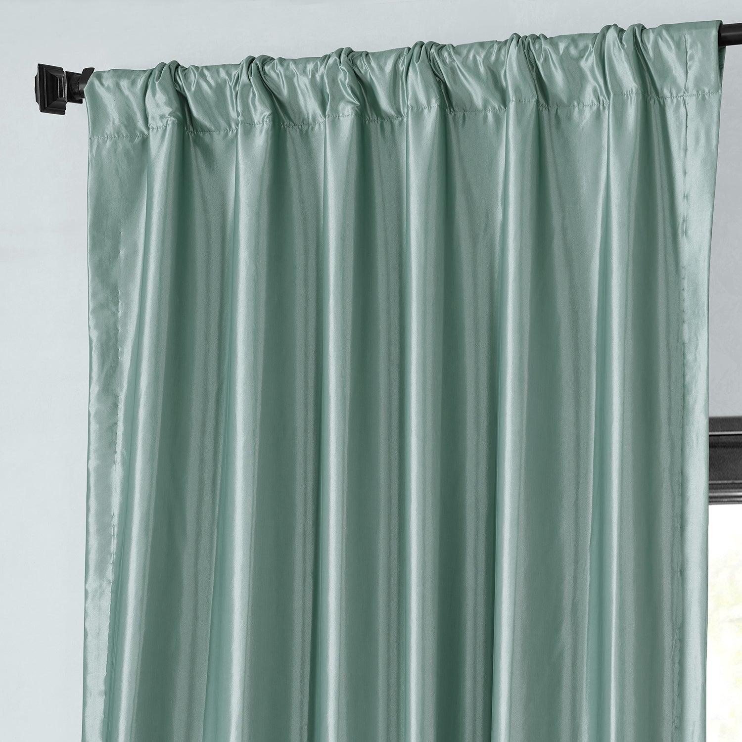 Robin's Egg Faux Silk Taffeta Blackout Curtain - HalfPriceDrapes.com