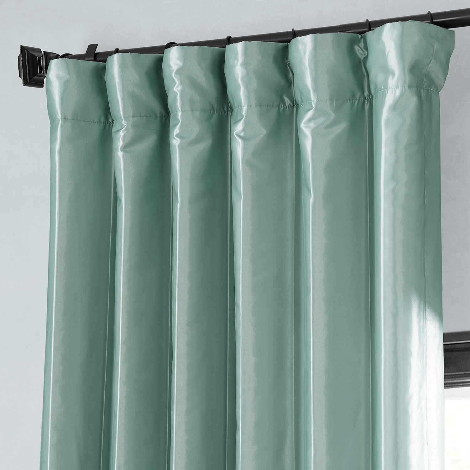 Robin's Egg Faux Silk Taffeta Blackout Curtain - HalfPriceDrapes.com