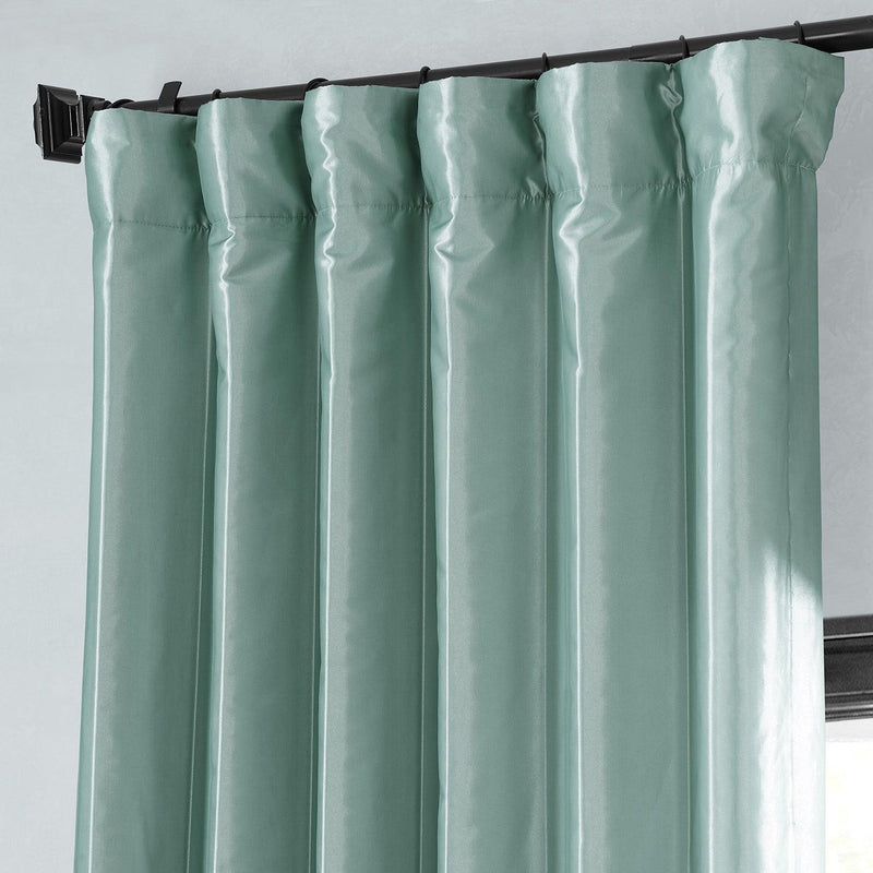 Robin's Egg Faux Silk Taffeta Blackout Curtain - HalfPriceDrapes.com
