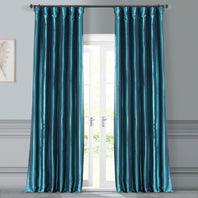 Mediterranean Solid Faux Silk Taffeta Custom Curtain