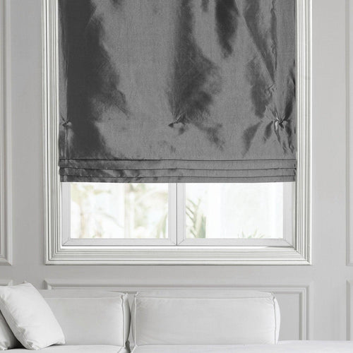 Graphite Solid Faux Silk Taffeta Roman Shade