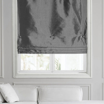Graphite Solid Faux Silk Taffeta Roman Shade