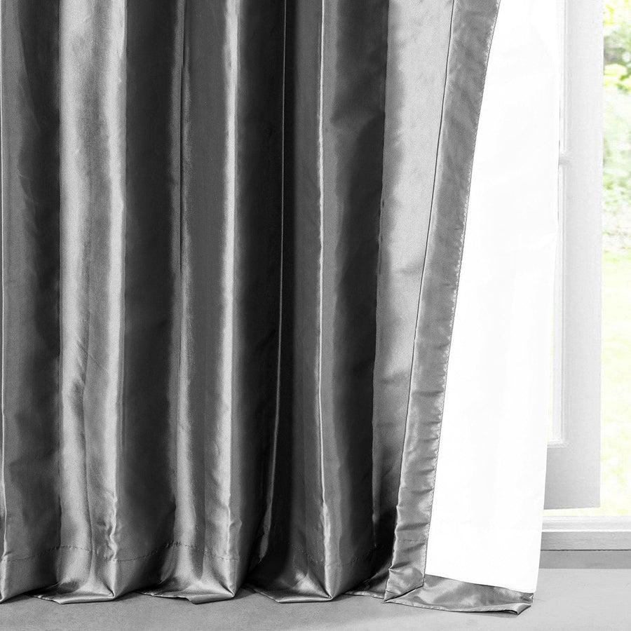 Graphite Solid Faux Silk Taffeta Curtain - HalfPriceDrapes.com