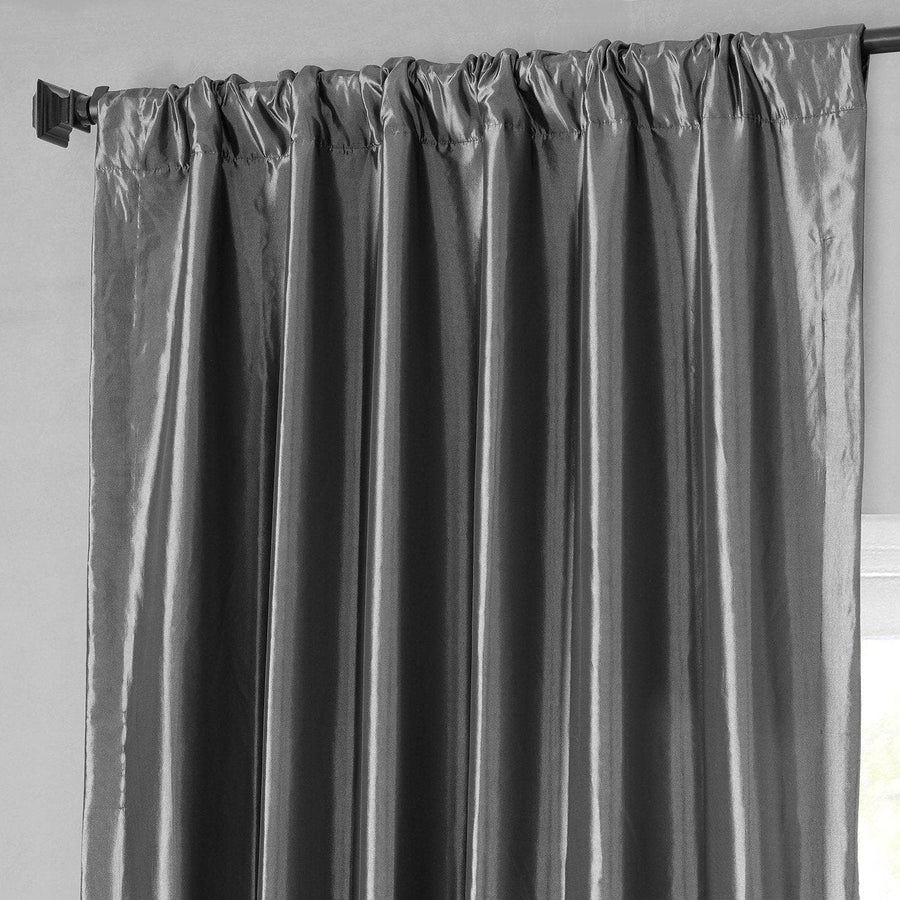 Graphite Solid Faux Silk Taffeta Curtain - HalfPriceDrapes.com