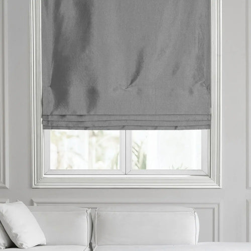 Platinum Solid Faux Silk Taffeta Roman Shade