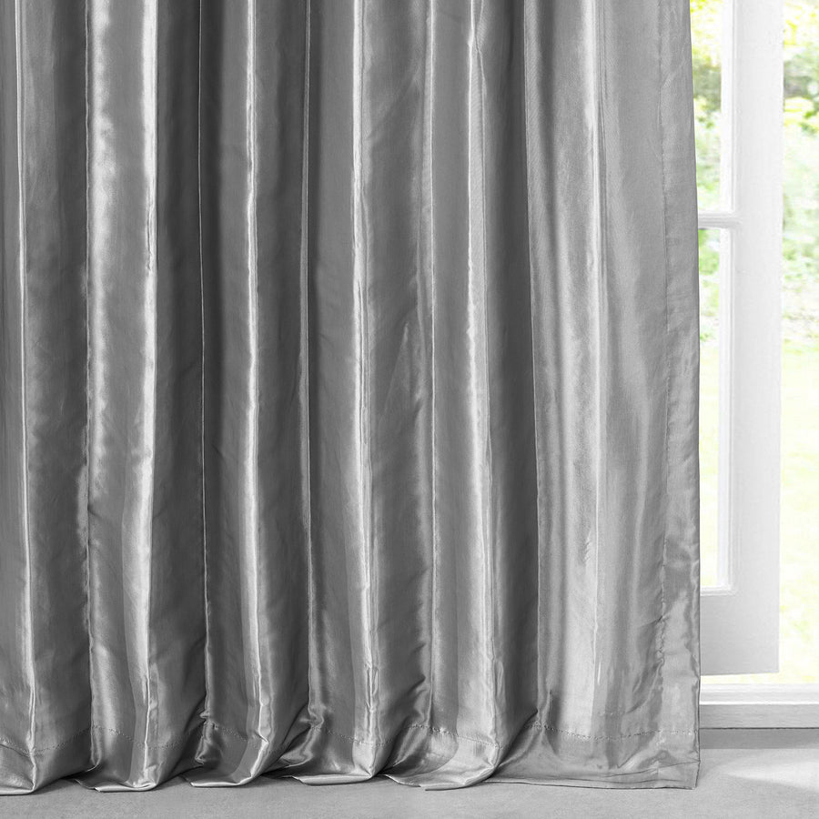 Platinum Solid Faux Silk Taffeta Custom Curtain