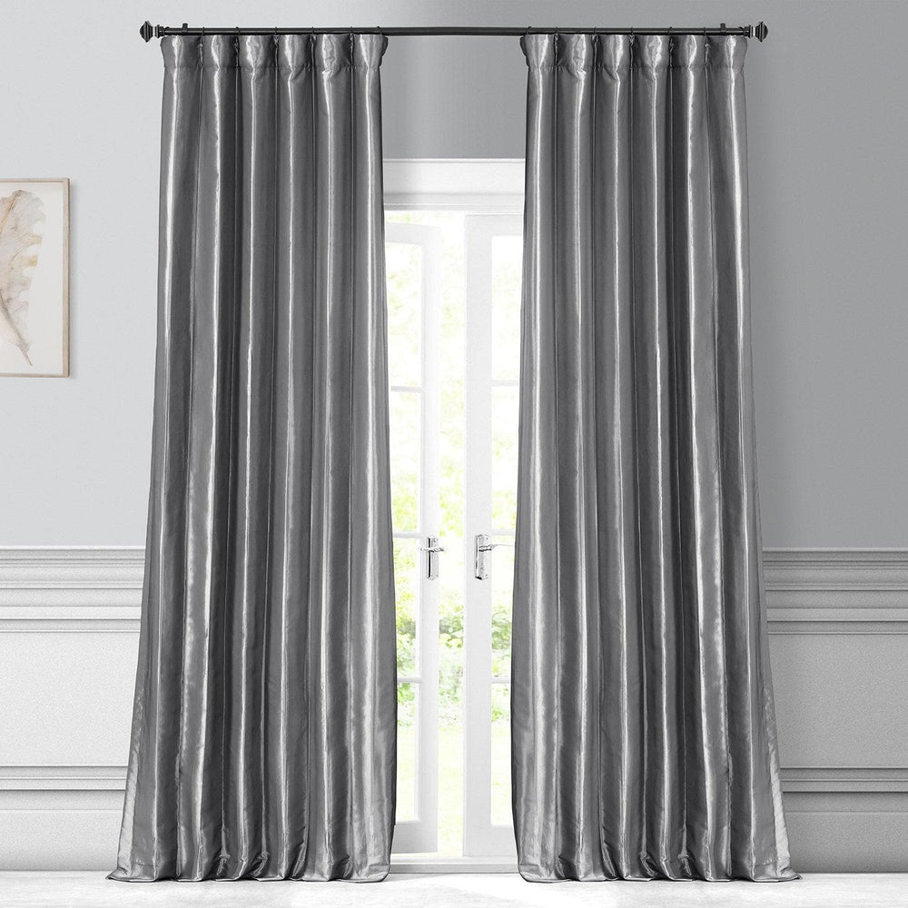 Platinum Solid Faux Silk Taffeta Curtain - HalfPriceDrapes.com