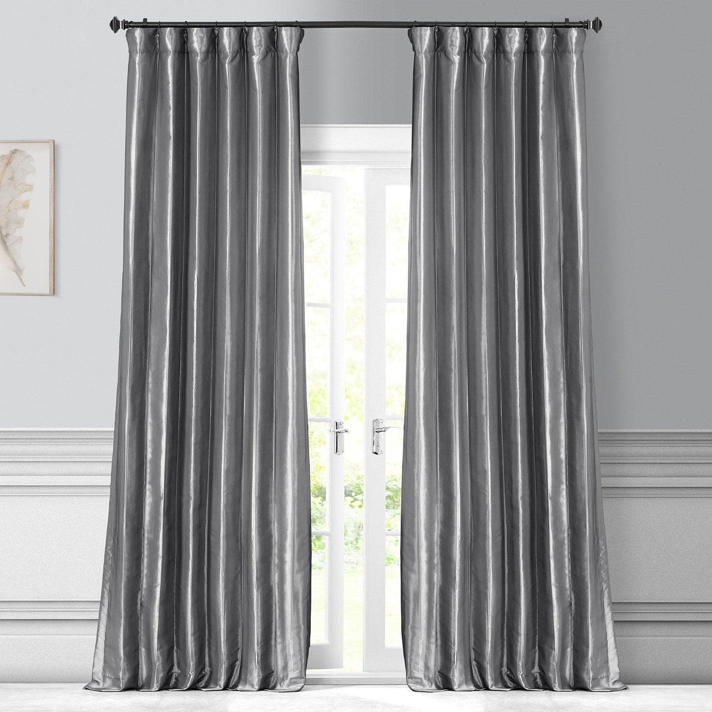 Platinum Solid Faux Silk Taffeta Curtain - HalfPriceDrapes.com