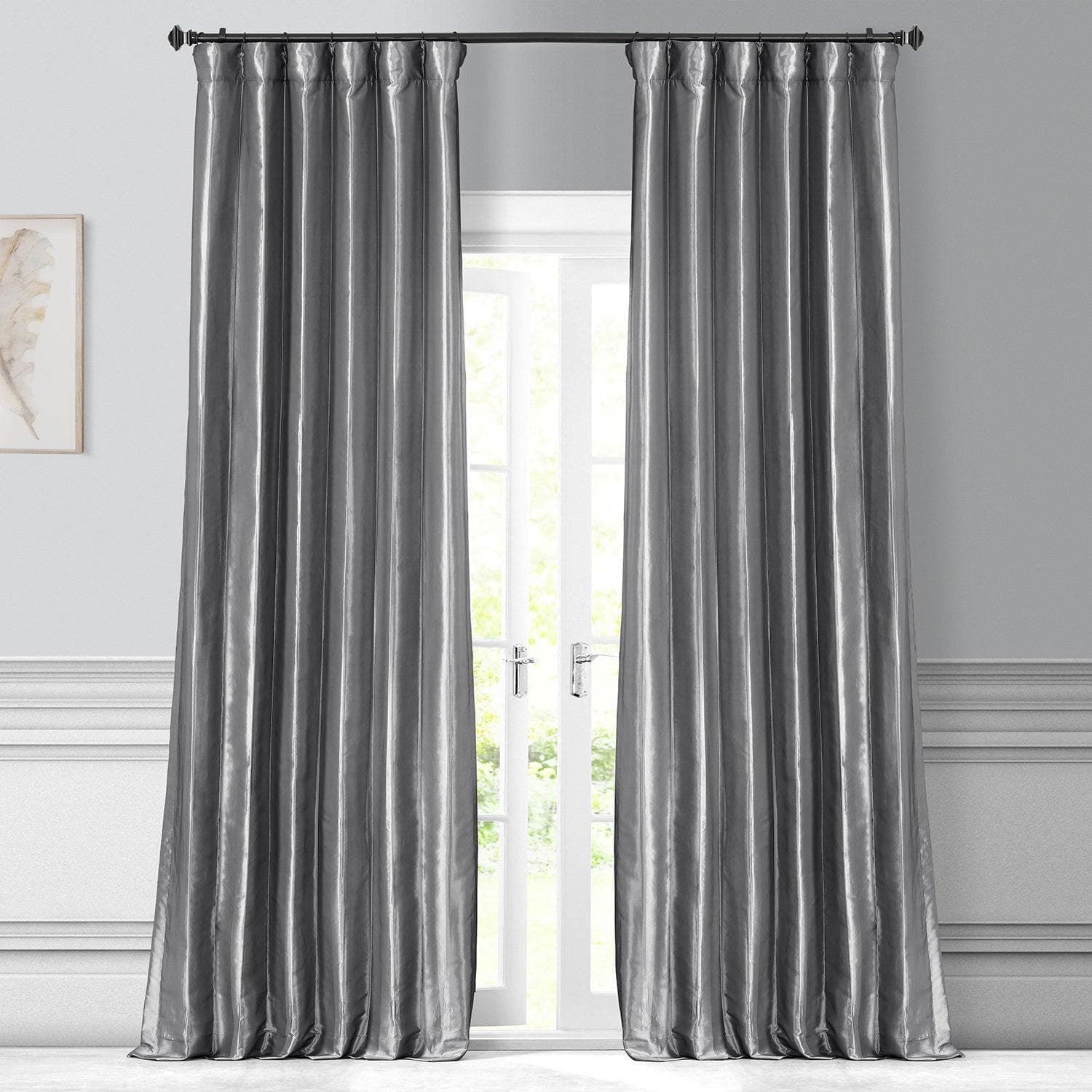 Platinum Solid Faux Silk Taffeta Curtain - HalfPriceDrapes.com
