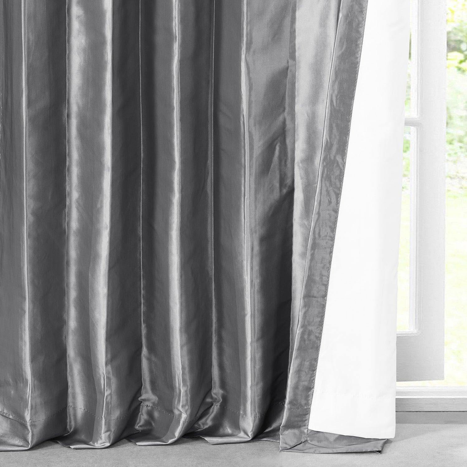 Platinum Solid Faux Silk Taffeta Curtain - HalfPriceDrapes.com
