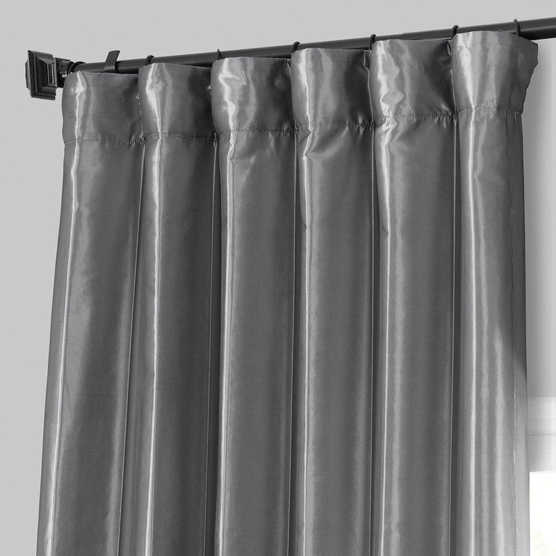 Platinum Solid Faux Silk Taffeta Curtain - HalfPriceDrapes.com
