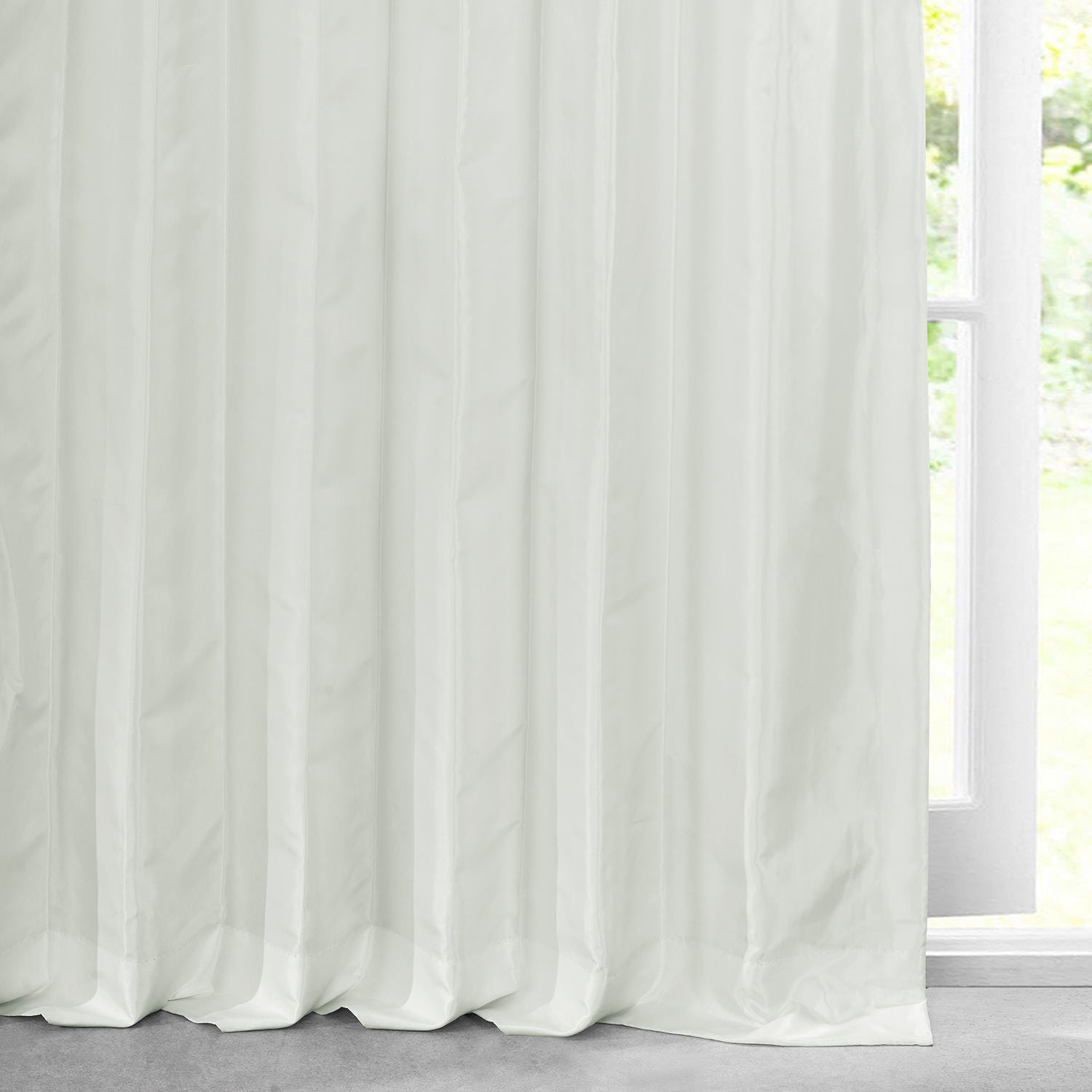Eggshell Solid Faux Silk Taffeta Custom Curtain