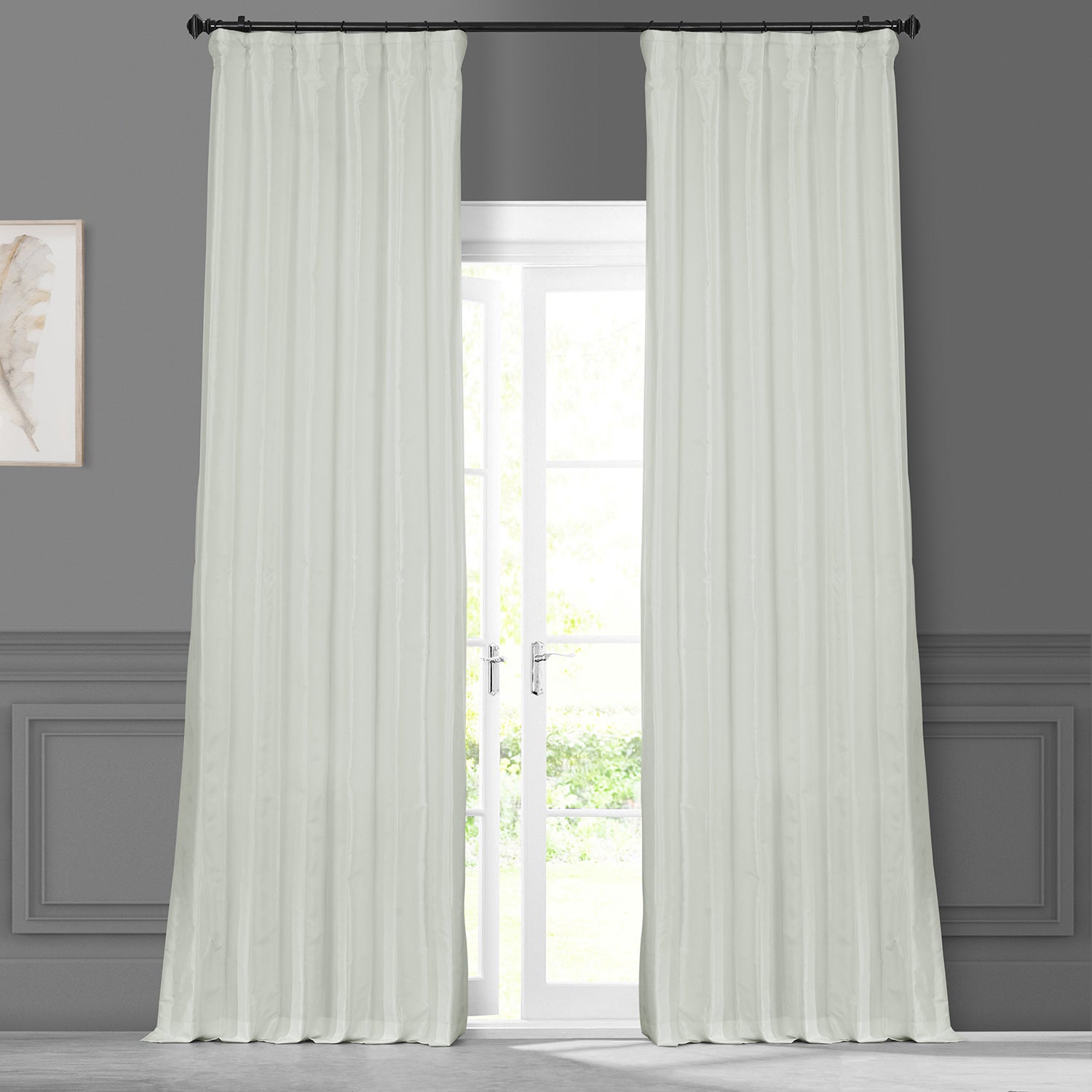 Eggshell Solid Faux Silk Taffeta Custom Curtain