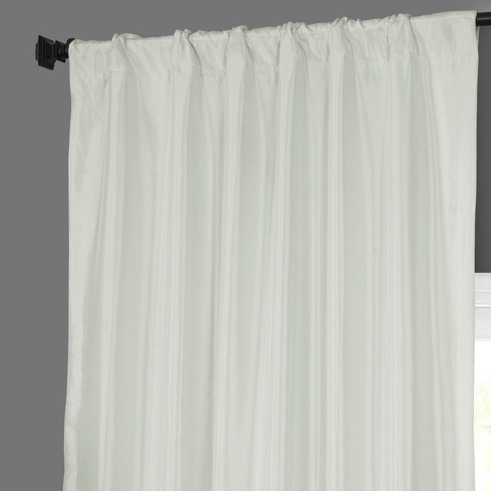 Eggshell Solid Faux Silk Taffeta Custom Curtain
