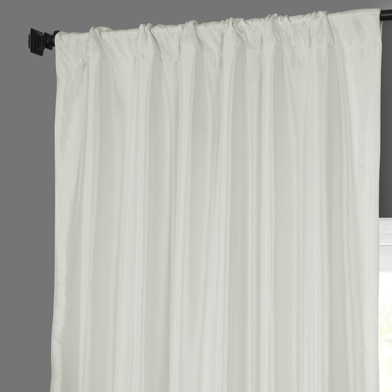 Eggshell Solid Faux Silk Taffeta Custom Curtain