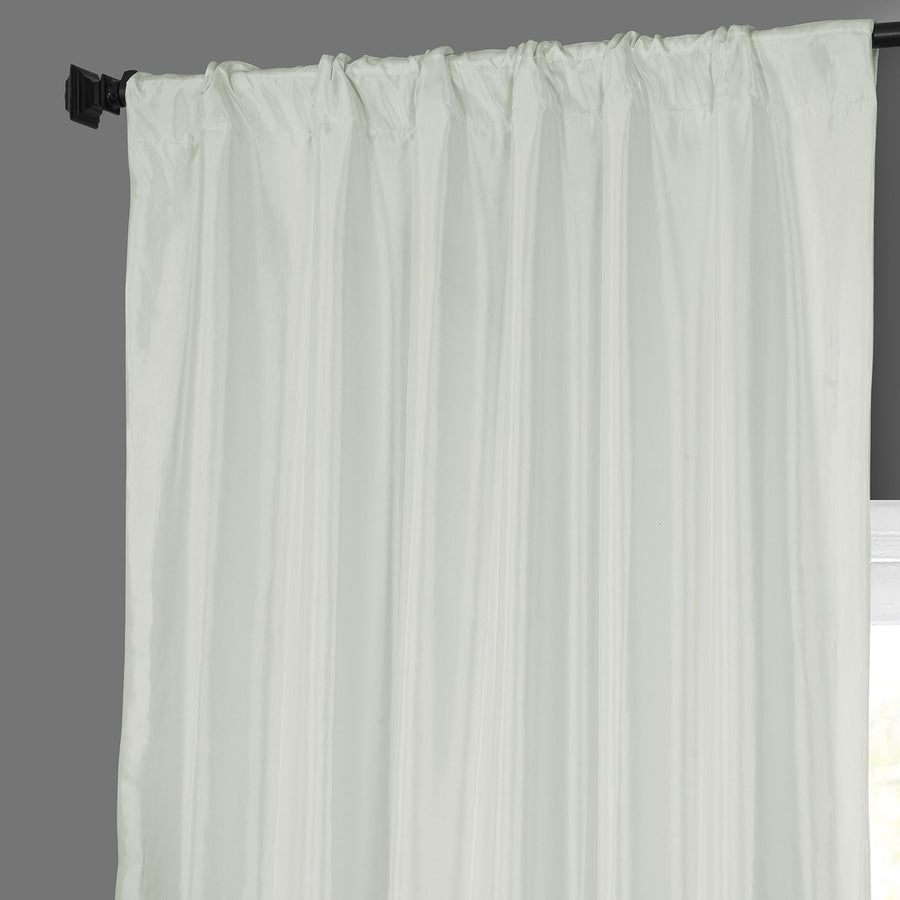 Eggshell Solid Faux Silk Taffeta Custom Curtain