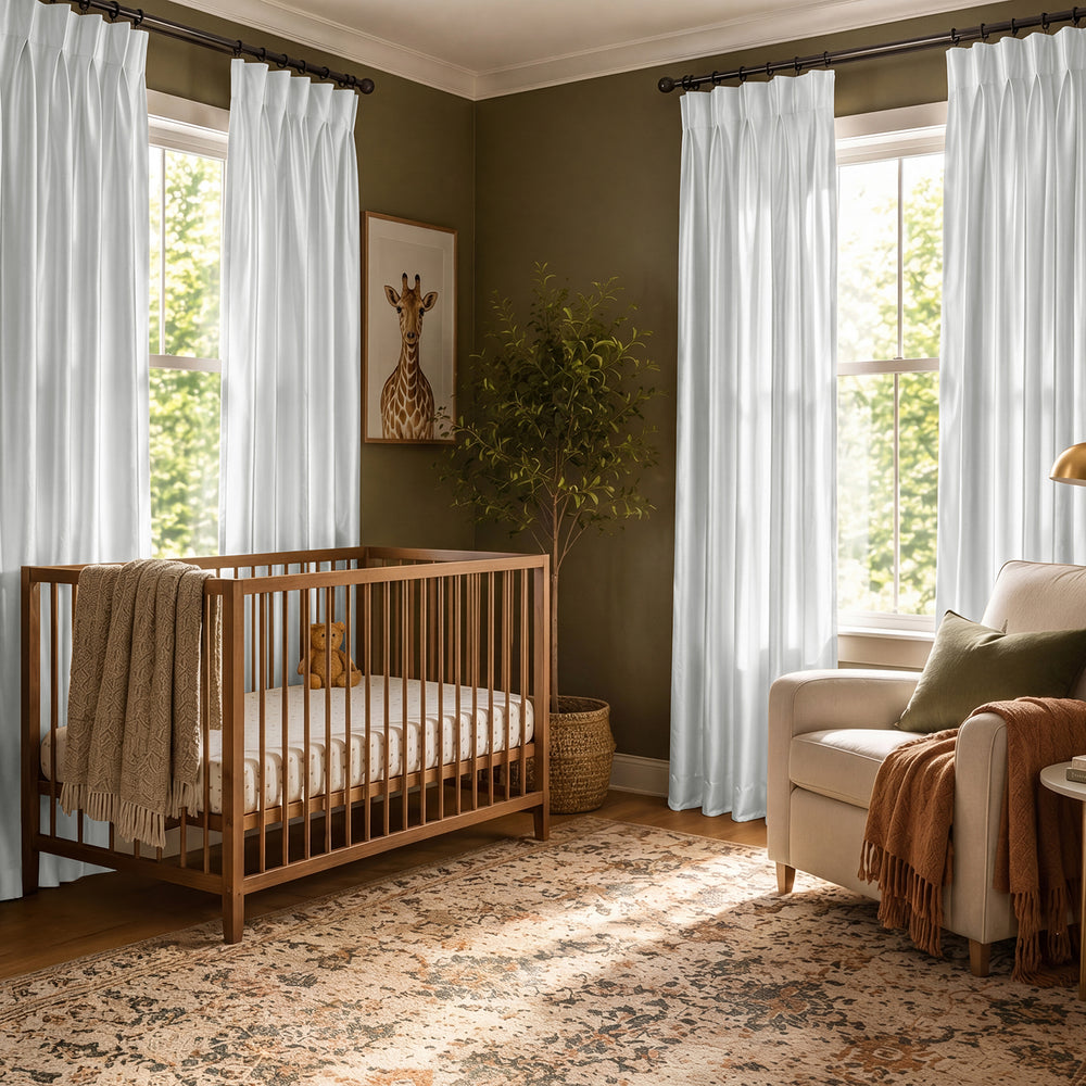Eggshell Solid Faux Silk Taffeta Custom Curtain
