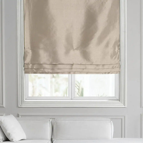 Antique Beige Solid Faux Silk Taffeta Roman Shade